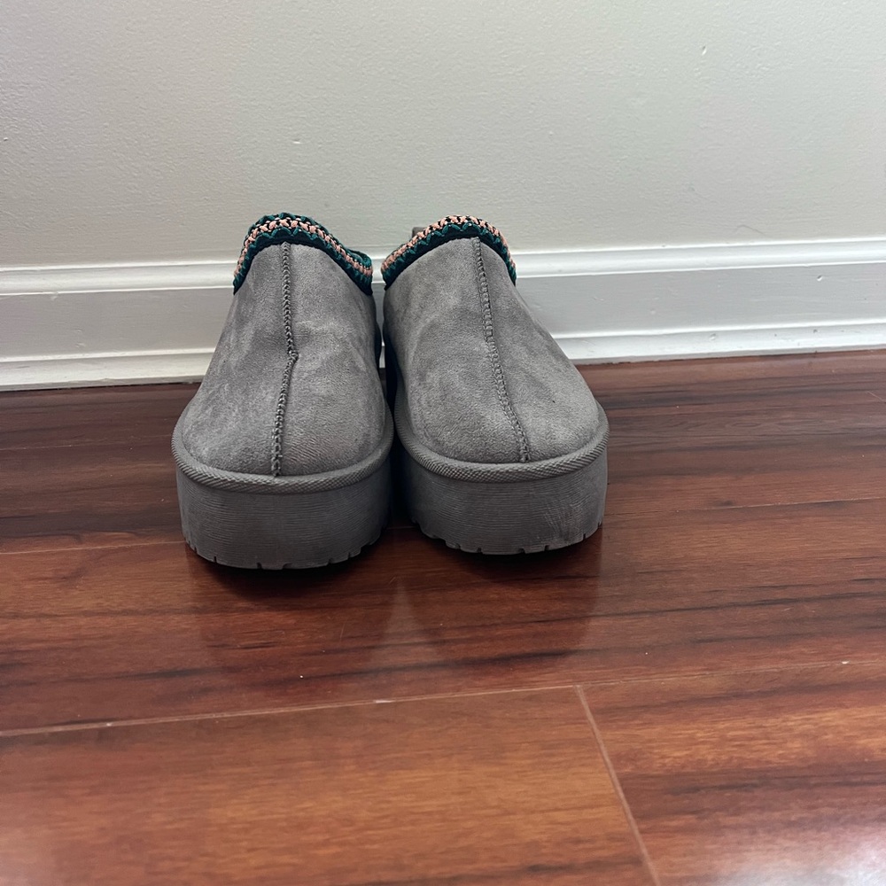 Gray Minimalist Mules with Platform Sole